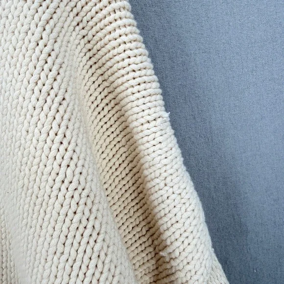 ZARA Cropped Polo Sweater Women Small Cream Relaxed Balloon Sleeve Casual Collar - Picture 13 of 15